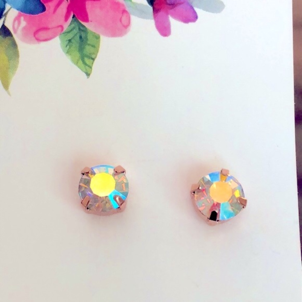 Aurora Borealis Crystal Earrings - Picture 2 of 4